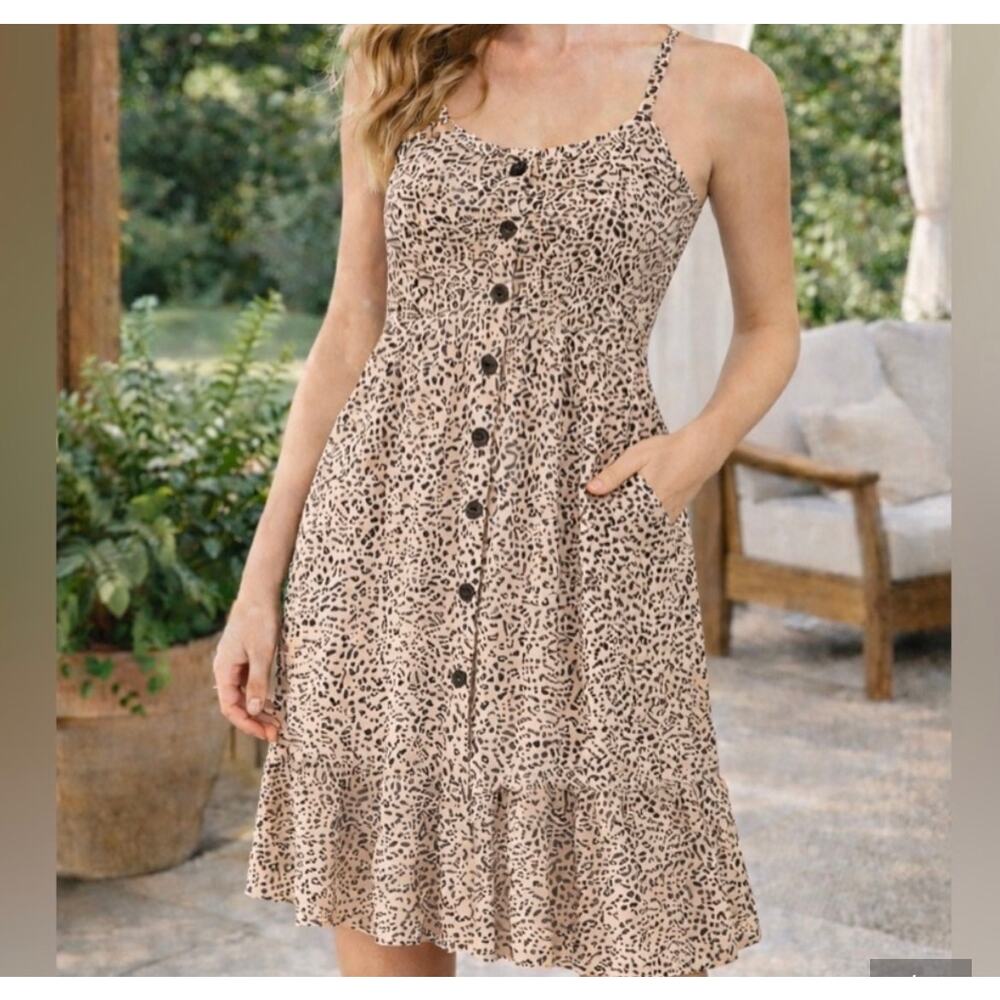 Japna Fit & Flare Cheetah Print Dress size M - Picture 1 of 9